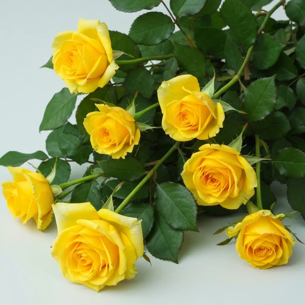 Başarı Tebriki - Sarı güller ve yeşillikler kompozisyonu